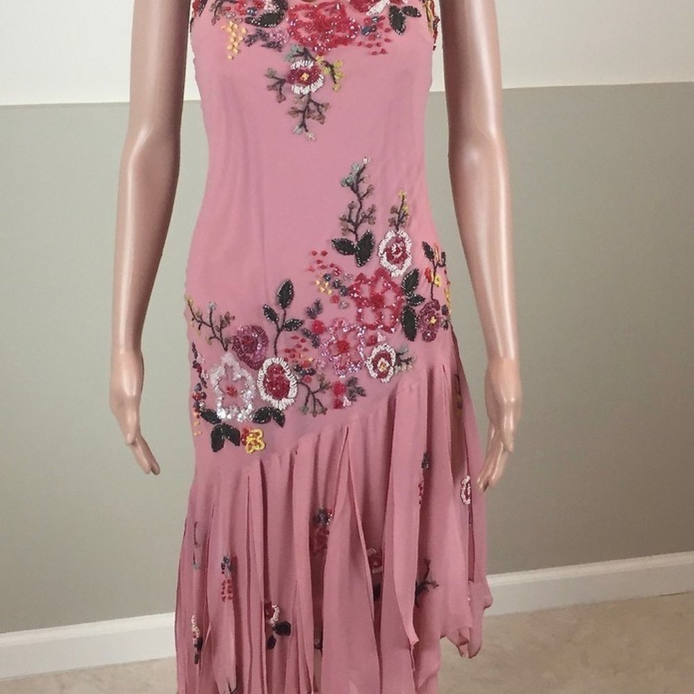 Sue Wong Beaded Rose Dress Formal Cocktail